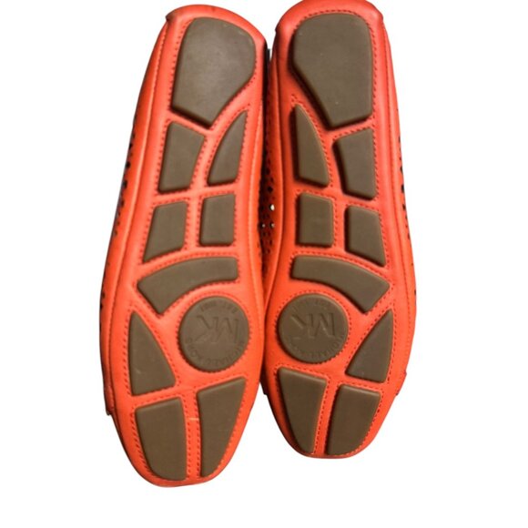 Michael Kors Orange Laser Cut Leather Ballet Flats With Gold MK Logo Womens Size - Picture 4 of 7